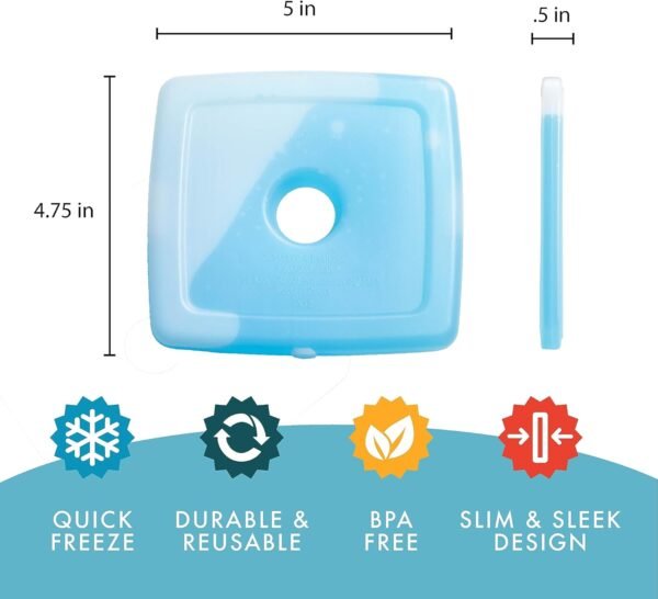 Cool Coolers By Fit & Fresh 4 Pack Slim Ice Packs, Quick Freeze Space Saving Reu... - Image 6