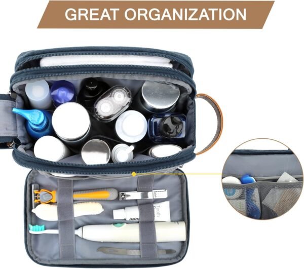 BAGSMART Toiletry Bag for Men, Canvas Travel Toiletry Organizer Dopp Kit Water-r... - Image 3