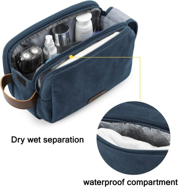 BAGSMART Toiletry Bag for Men, Canvas Travel Toiletry Organizer Dopp Kit Water-r... - Image 4