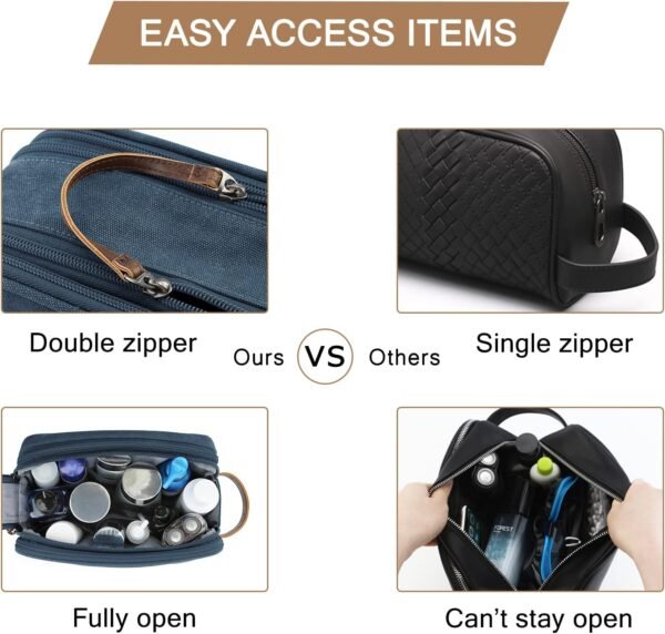 BAGSMART Toiletry Bag for Men, Canvas Travel Toiletry Organizer Dopp Kit Water-r... - Image 6