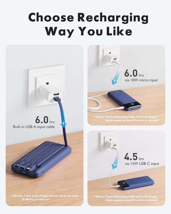 charmast Portable Charger with Built in Cables, Power Bank with Cords Wires, Sli... - Image 5