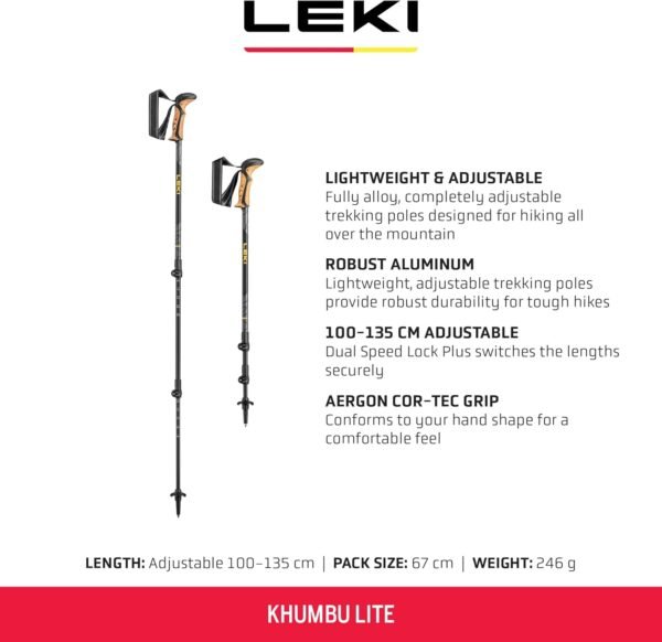 LEKI Khumbu Lite Aluminum Adjustable Lightweight Walking Poles for Trekking & Hi... - Image 4
