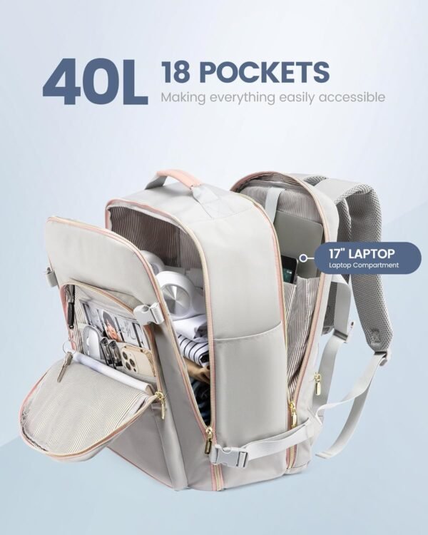 LOVEVOOK Carry on Travel Backpack, 40L Waterproof Large 17inch Laptop Luggage Da... - Image 6