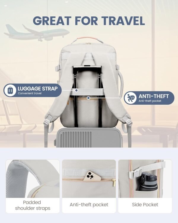LOVEVOOK Carry on Travel Backpack, 40L Waterproof Large 17inch Laptop Luggage Da... - Image 9