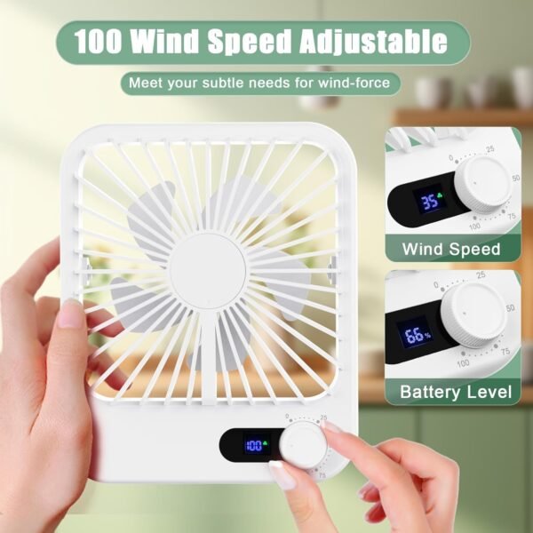 Travel Fan for Sleeping, 6.8" Small Portable Fan Rechargeable Battery Powered, 1... - Image 3