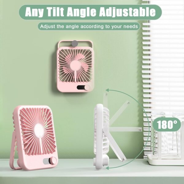 Travel Fan for Sleeping, 6.8" Small Portable Fan Rechargeable Battery Powered, 1... - Image 4