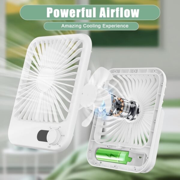 Travel Fan for Sleeping, 6.8" Small Portable Fan Rechargeable Battery Powered, 1... - Image 7