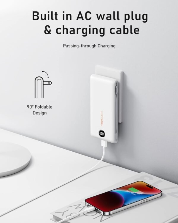 VEEKTOMX Portable Charger with Built in Cables 10000mAh, Power Bank for iPhone w... - Image 3