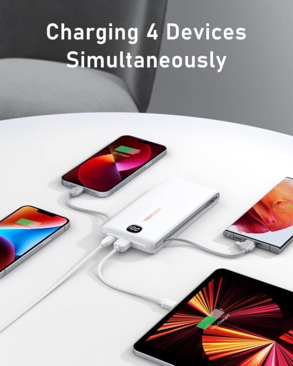 VEEKTOMX Portable Charger with Built in Cables 10000mAh, Power Bank for iPhone w... - Image 6