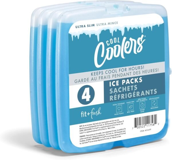 Cool Coolers By Fit & Fresh 4 Pack Slim Ice Packs, Quick Freeze Space Saving Reu... - Image 2