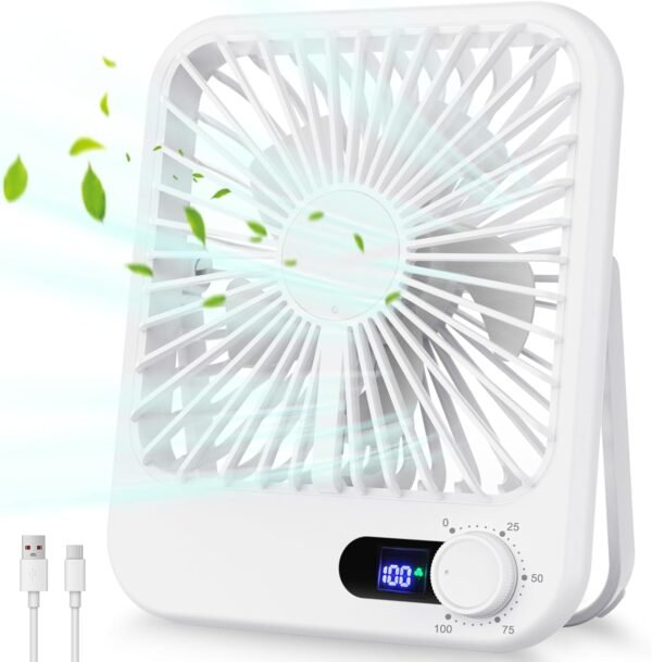 Travel Fan for Sleeping, 6.8" Small Portable Fan Rechargeable Battery Powered, 1... - Image 2