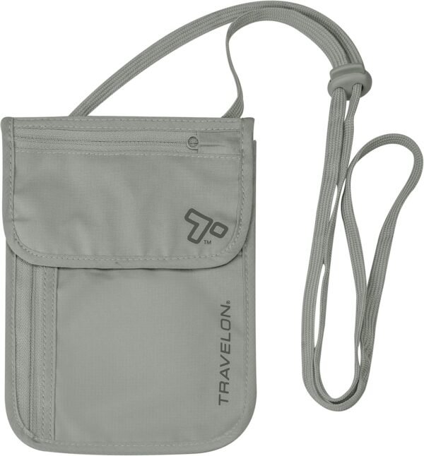 Travelon Rfid Blocking Undergarment Neck Pouch Travel Wallet, Gray, One Size - Image 2